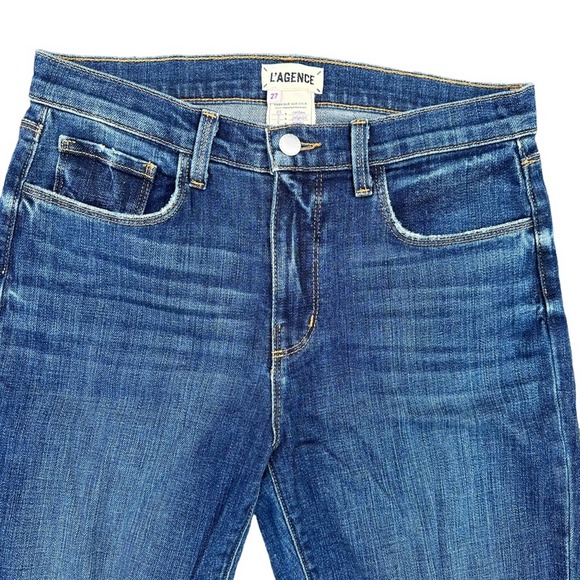 Lagence Jeans Womens Distressed High Rise Ankle Stretch Straight Leg Raw Hem 27 - Picture 2 of 7